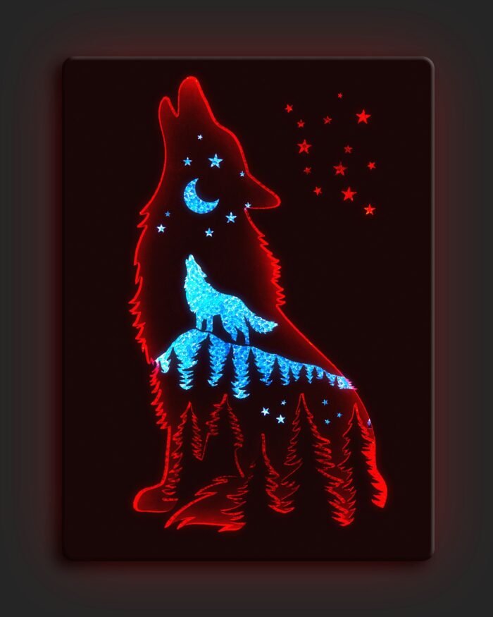 Wolf RGB Wall Light – LED Wall Art Decor - Image 1