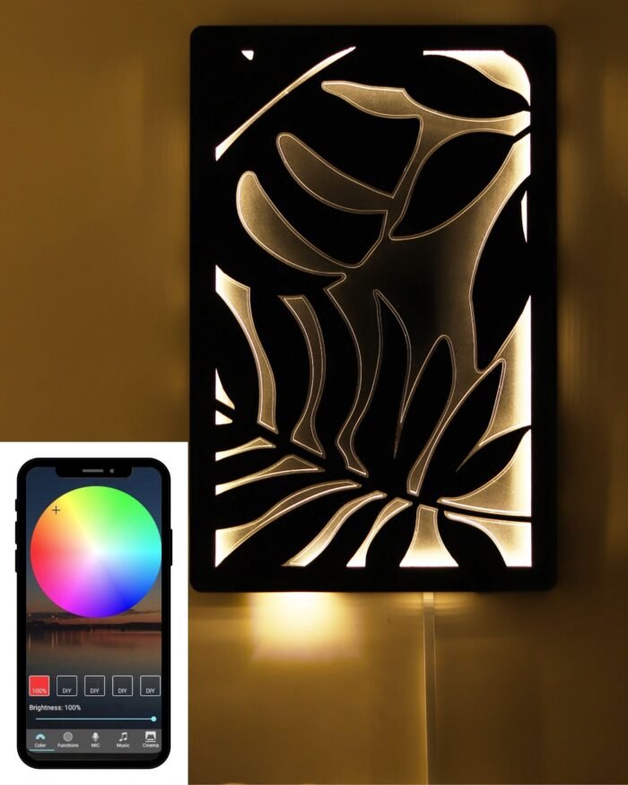 Leaves Warm Yellow Wall Lighting Art - Image 2