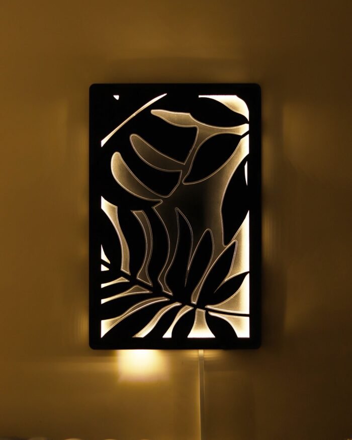 Leaves Warm Yellow Wall Lighting Art - Image 1